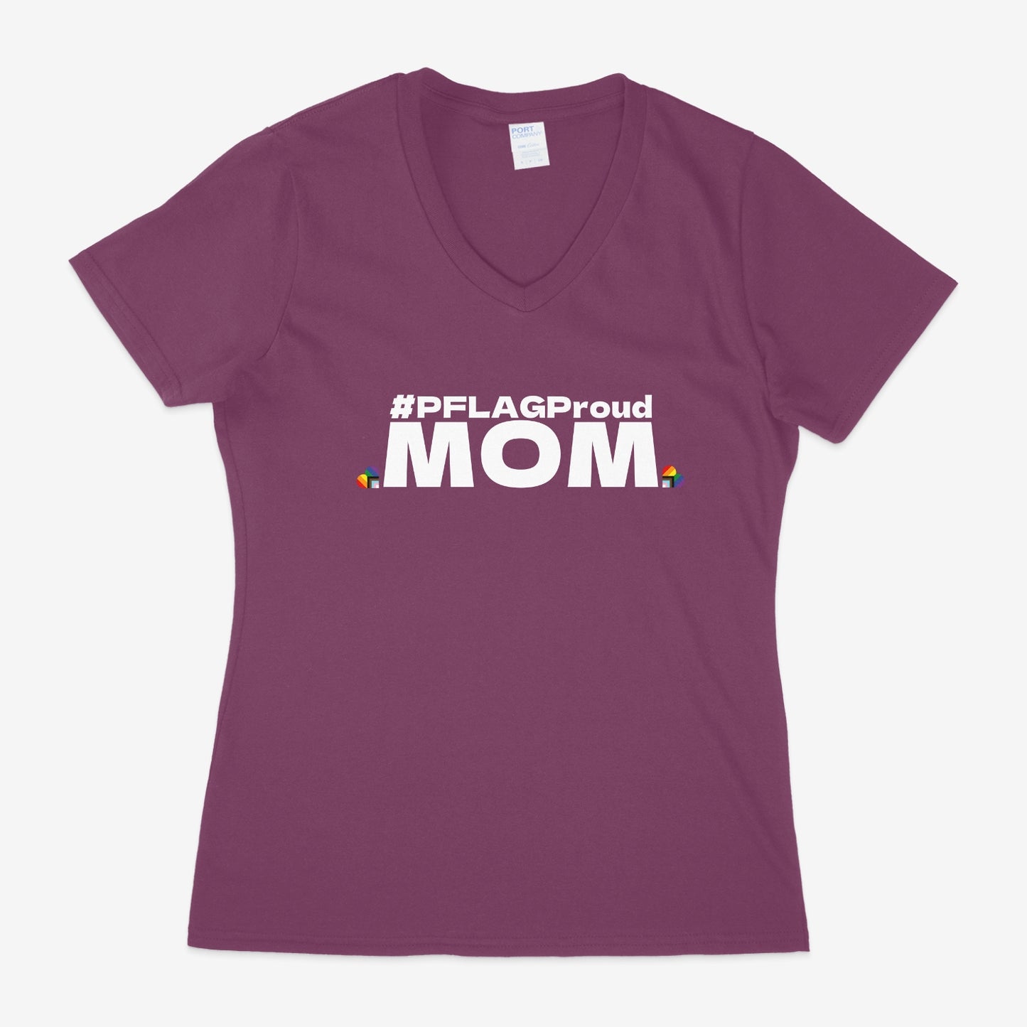 #PFLAGProud Mom - Fitted-Cut V-Neck Short Sleeve T-Shirt (PM)