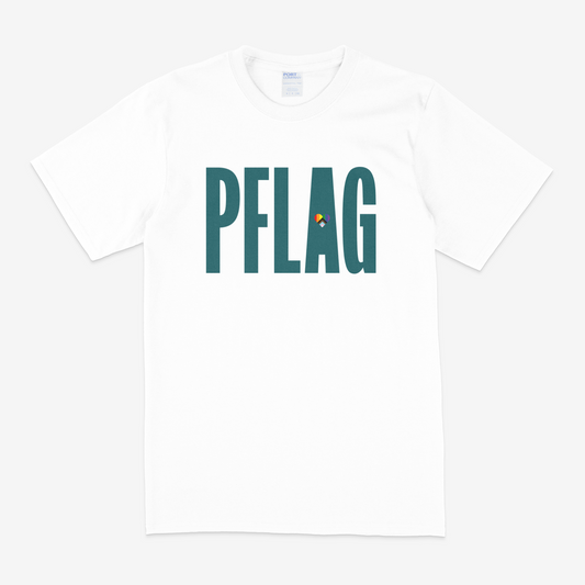 PFLAG Logo Progress Heart - Wide-Cut Crewneck Short Sleeve T-Shirt (White)