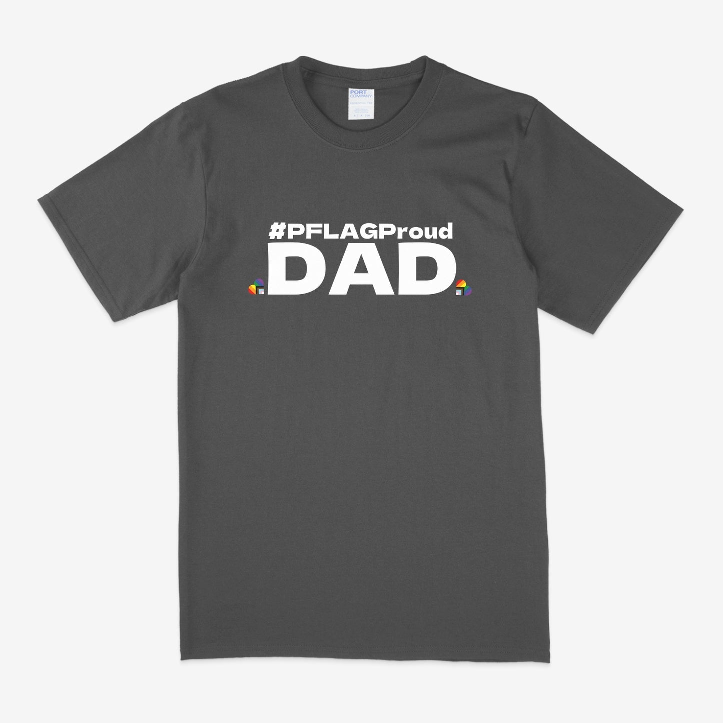 #PFLAGProud Dad - Wide-Cut Crewneck Short Sleeve Charcoal T-Shirt
