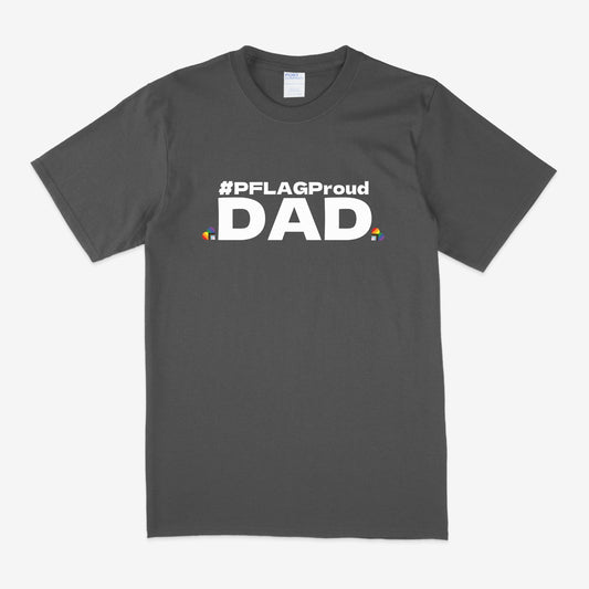 #PFLAGProud Dad - Wide-Cut Crewneck Short Sleeve Charcoal T-Shirt