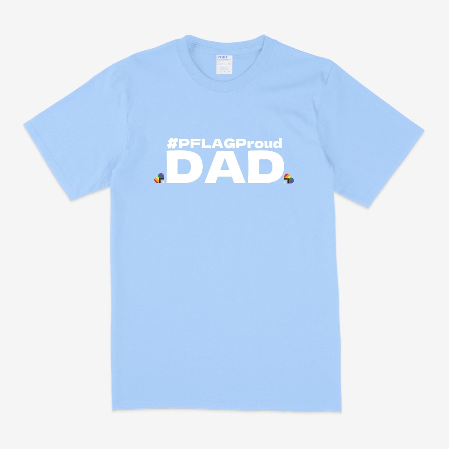#PFLAGProud Dad - Wide-Cut Crewneck Short Sleeve Light Blue T-Shirt