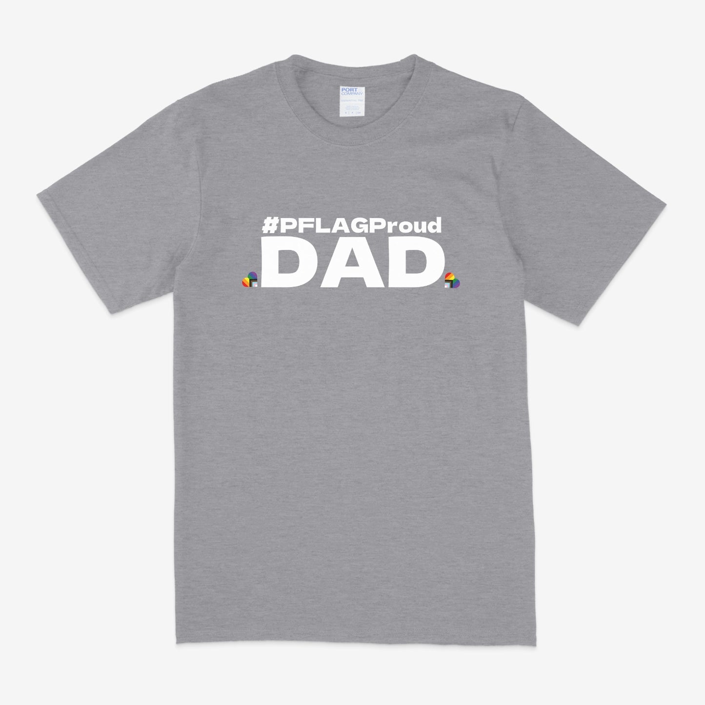 #PFLAGProud Dad - Wide-Cut Crewneck Short Sleeve Grey T-Shirt