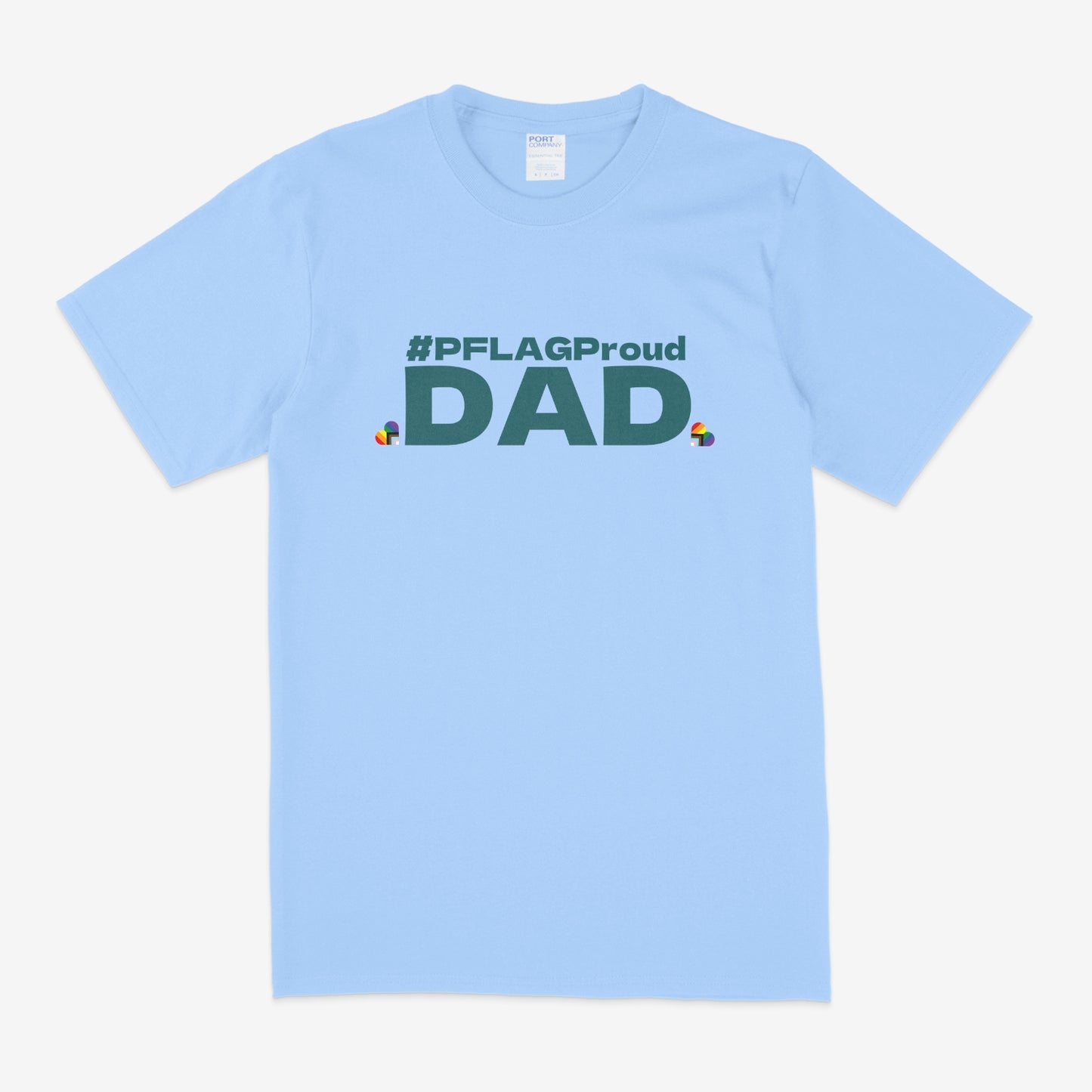 #PFLAGProud Dad - Wide-Cut Crewneck Short Sleeve Light Blue (Teal Logo) T-Shirt