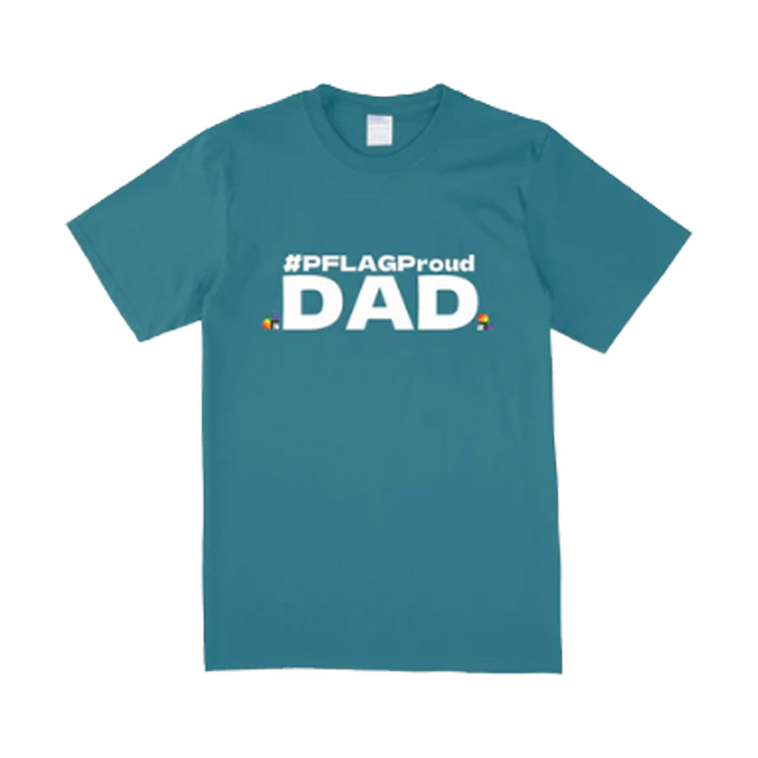 #PFLAGProud Dad - Wide-Cut Crewneck Short Sleeve Teal T-Shirt