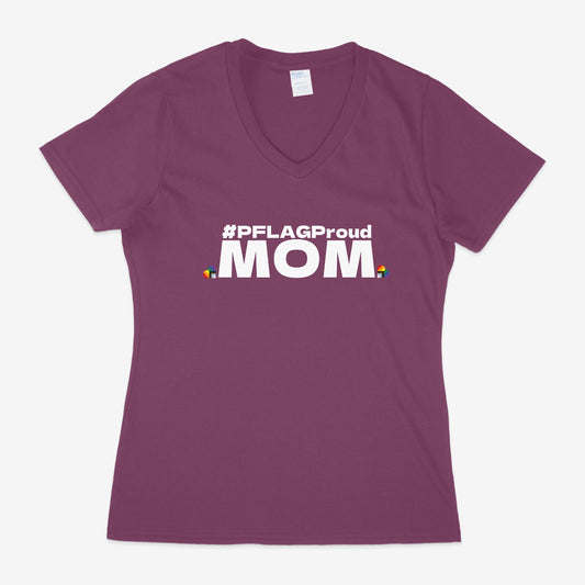 #PFLAGProud Mom - Fitted-Cut V-Neck Short Sleeve T-Shirt (PM)